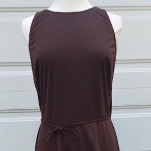 SIZE 10 CHETTA B. Brown Sleeveless Wrap Dress with tie 93% Polyester, 7% Spandex